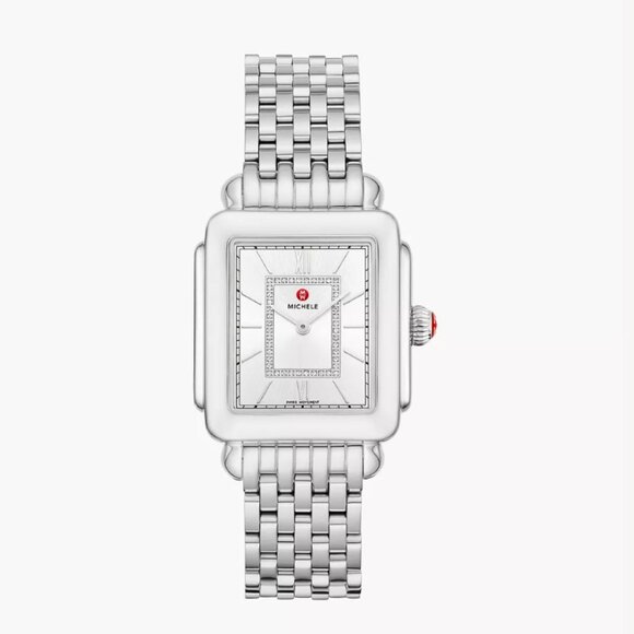 MICHELE MWW06X000035 SILVER DIAMOND DIAL SILVER STAINLESS BRACELET WOMENS WATCH - Picture 1 of 6